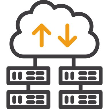 Bulut Sunucusu Vektör Satır Simgesi Tasarımı