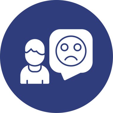 Kabarcık ikonlu üzgün adam, vektör illüstrasyonu