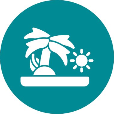 Güneşli palmiye ağacının vektör simgesi