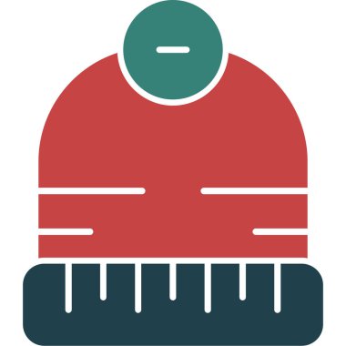 Beyaz arkaplanda kış şapkası, illüstrasyon, vektör.