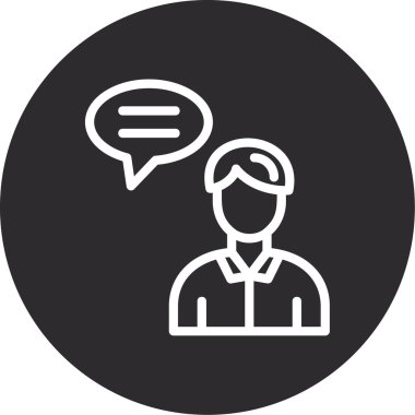 Konuşma baloncukları olan adam. Basit resimleme