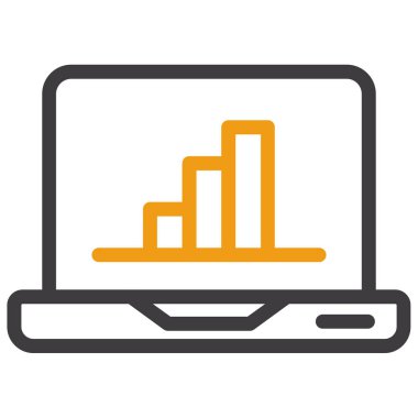 Grafik ikonlu laptop. düzenlenebilir vektör