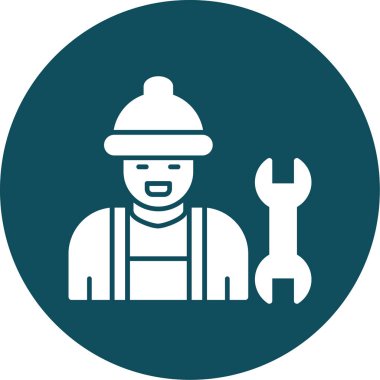 İnşa eden adam düz yuvarlak vektör simgesi