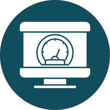 Saat simgesi olan bilgisayar monitörü. vektör illüstrasyonu