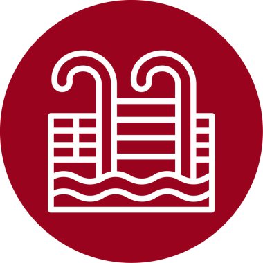 Merdiveni olan bir yüzme havuzunun vektör simgesi