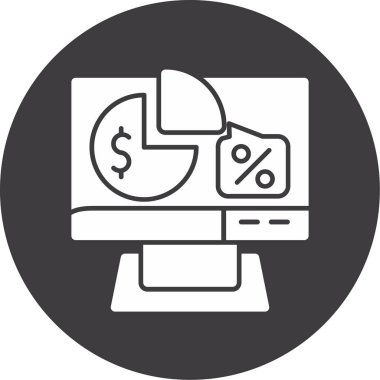 Pasta grafiği simgesi olan bilgisayar, basit biçim