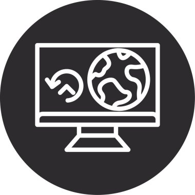 dünya, web simgesi ile bilgisayar monitörü