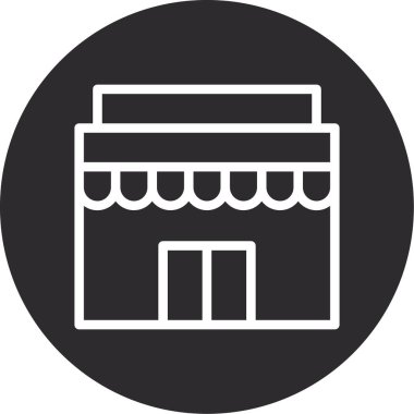 dükkan inşa çizgisi simgesi, ana hatlı vektör illüstrasyonu