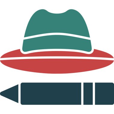 Tüylü ve kitaplı kırmızı bir şapkanın vektör çizimi. düz simge.