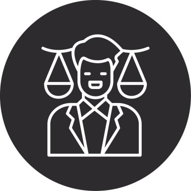 Avukat düz yuvarlanmış vektör simgesi