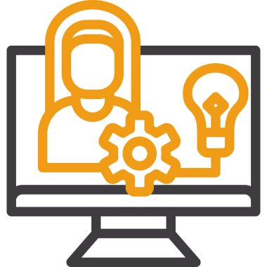 bilgisayar monitörü ve dişli simgesi, vektör illüstrasyonu