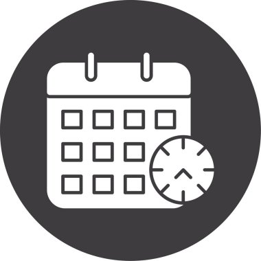 Takvim vektör simgesi. Düz sembolü, gri renkli, yuvarlak açılar, beyaz arka plan tarzıdır.