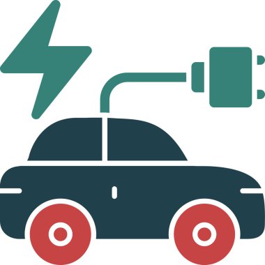 elektrikli araba simgesi, vektör illüstrasyonu