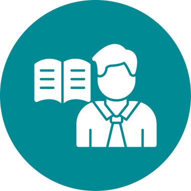 Kitabı olan bir öğrenci. Web simgesi basit illüstrasyon