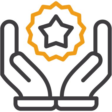 Çiçek ikonuyla bir yıldızı tutan el.