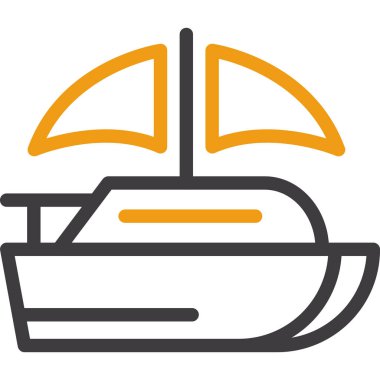 Tekne ikonu. Web için tekne vektör simgelerinin özet çizimi