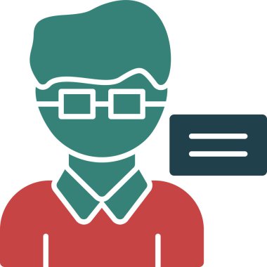 Gözlüklü adam, web simgesi, basit vektör illüstrasyonu