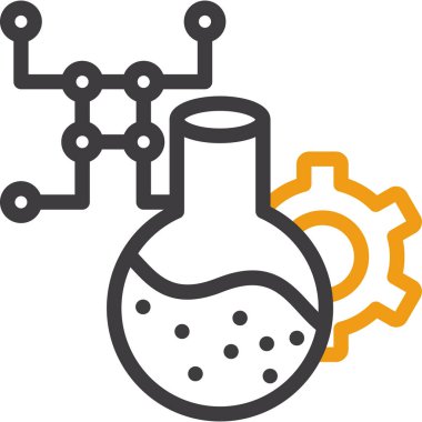Kimya laboratuvarı araştırma simgesi ana hatlar biçiminde