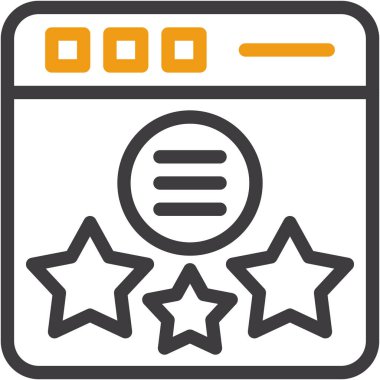 Reyting yıldızı. Kabartma şekli düz yuvarlak siyah sembol, yuvarlak açılar, sarı arkaplan.