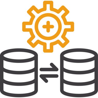 veritabanı ayarları düz simge, vektör illüstrasyonu