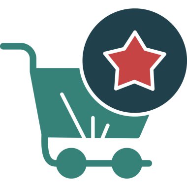 Yıldızlı alışveriş sepeti, vektör illüstrasyonu