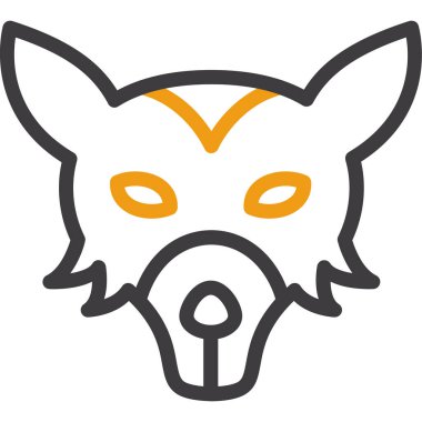 Tilki başı düz simgesi, vektör illüstrasyonu