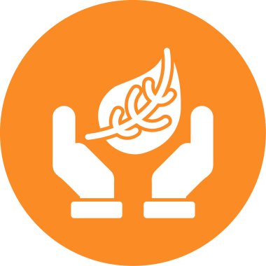 Yaprak ikonu olan bir çemberde para tutan el.