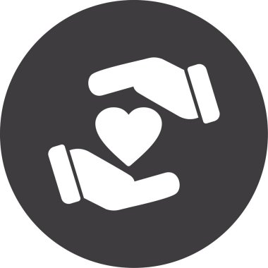 Kalp ikonu olan el, vektör illüstrasyonu