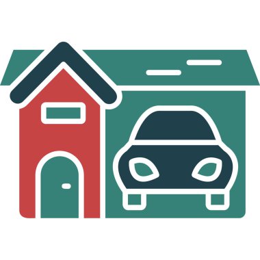 araba garajı ikonu vektör illüstrasyonu