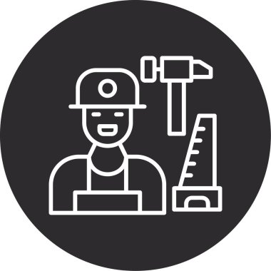 İngiliz anahtarı ve miğferi olan bir adamın vektör çizimi