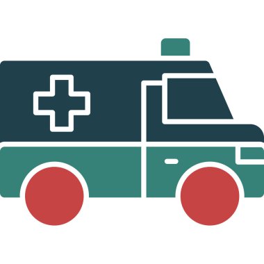 cankurtaran arabası ambulans simgesi düz stil