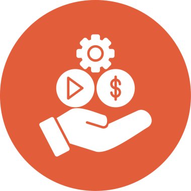 Para ikonu. vektör biçimi, yuvarlak açılı düz yuvarlak sembol, beyaz arkaplanda turuncu ve gri renkler.