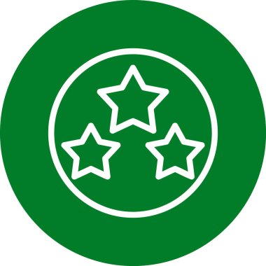 Yıldız vektör simgesi. Bu düz yuvarlak sembol beyaz arkaplanda yeşil ve sarı renkler kullanır.