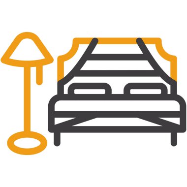 Yataklı otel simgesi taslak biçiminde