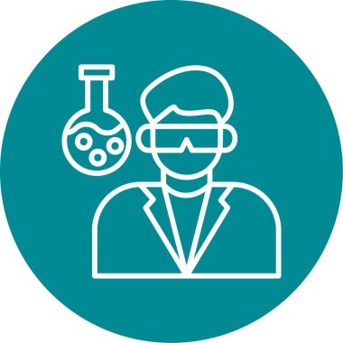 Gözlük simgesi olan bilim adamı, vektör illüstrasyonu