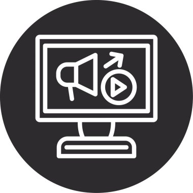 Video kamera simgesi. Ağ için çember vektör sembolünün özet çizimi