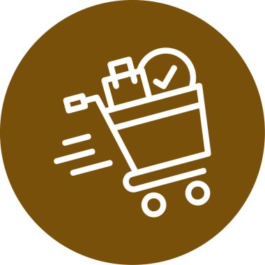 Üzerinde işaret simgesi olan el arabası, vektör illüstrasyonu