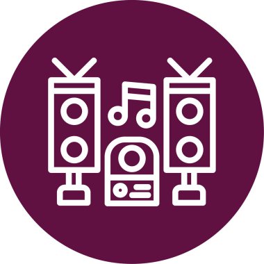 Benzersiz müzik ve hoparlörler vektör çizgisi simgesi