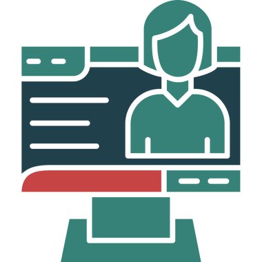 Beyaz takım elbiseli, dizüstü bilgisayarı olan bir kadının vektör çizimi