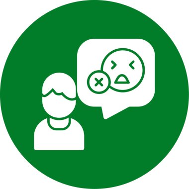 Sohbet baloncuğu olan üzgün ve kızgın kişi