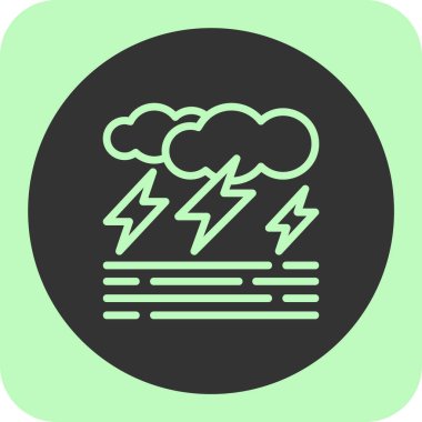 Şimşek simgeli fırtına bulutu