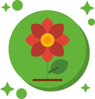 Basit düz çiçek vektör simgesi
