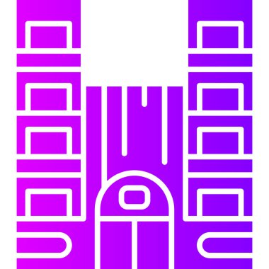 Beyaz arka planda izole edilmiş şehir binaları simgesi. Web için şehir sembolü illüstrasyonu