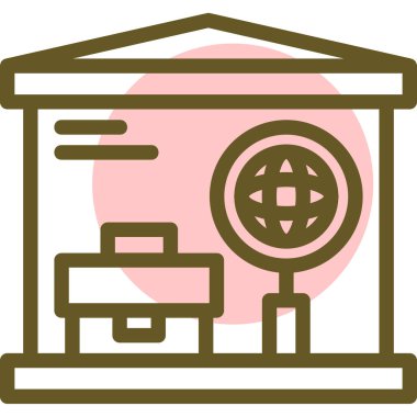 Uzak görev araması Doğrusal Çember web simgesi, vektör illüstrasyonu