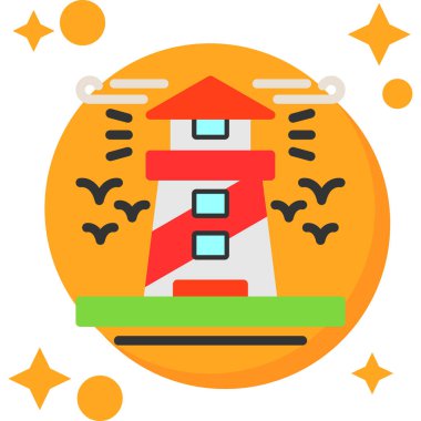  Deniz feneri Kuyruklu Renk Ağı simgesi, vektör illüstrasyonu