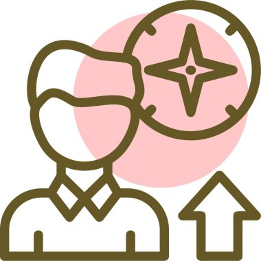 Pusula düz resimli bir kişi