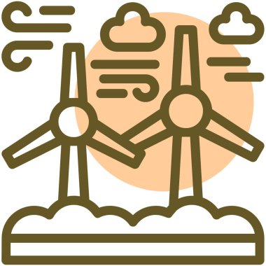 Rüzgar çiftliği Doğrusal Çember Ağ simgesi, vektör illüstrasyonu