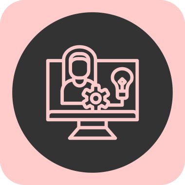 Girişimcilik Doğrusal Yuvarlak Ağ simgesi, vektör illüstrasyonu