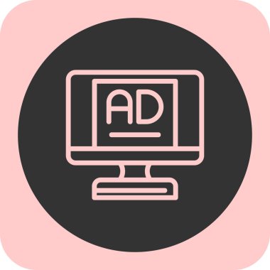 Reklamcılık Doğrusal Yuvarlak Ağ simgesi, vektör illüstrasyonunu göster