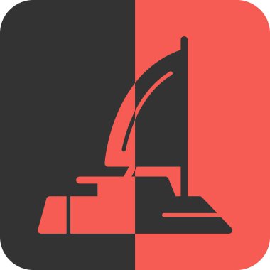 Beyaz çizgili dolmakalem ucu simgesi uzun gölgeli izole edilmiş. kalem aracı işareti. Kırmızı daire düğmesi. vektör.